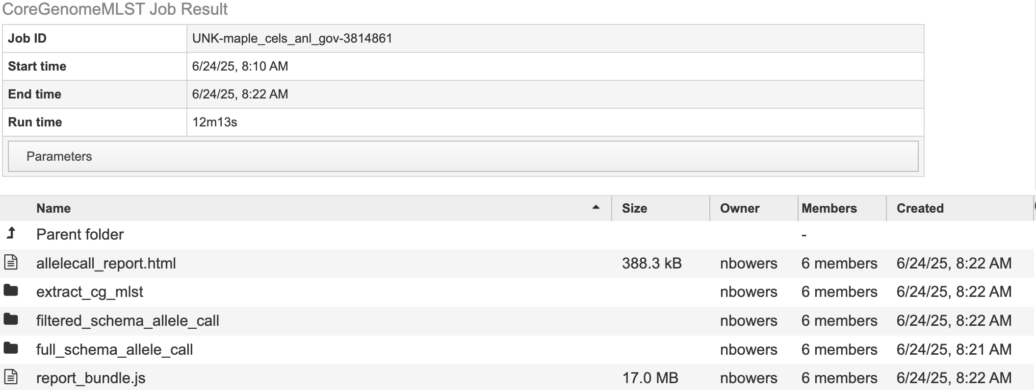 Output files and job details