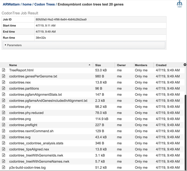 Phylogenetic Tree Codon Tree Method Output Files